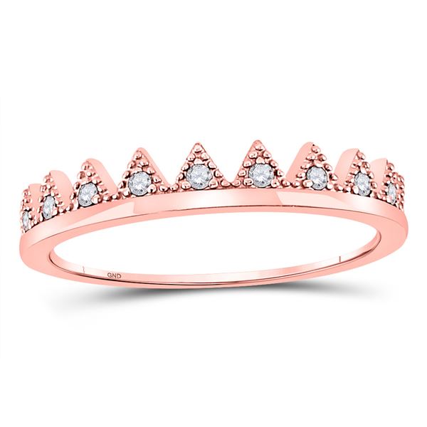 Diamond Chevron Stackable Band Ring 1/10 Cttw 10kt Rose Gold
