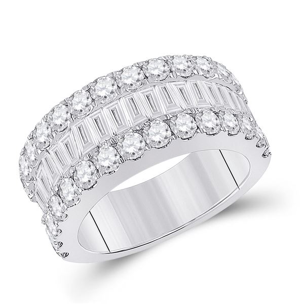 Baguette Diamond Anniversary Ring 3 Cttw 14kt White Gold