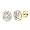 Image 1 : Diamond Cluster Earrings 1/10 Cttw Yellow-tone Sterling Silver