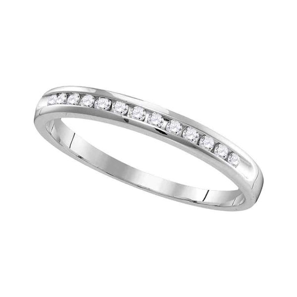 Diamond Slender Single Row Wedding Band 1/6 Cttw 14kt White Gold