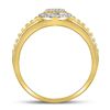 Image 4 : Diamond Circle Cluster Ribbed Ring 1/8 Cttw 10kt Yellow Gold