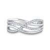 Image 2 : Diamond Crossover Woven Band 1/5 Cttw 10k White Gold