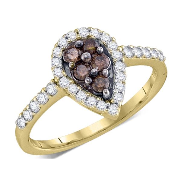Brown Diamond Cluster Ring 1/2 Cttw 10kt Yellow Gold