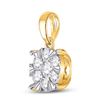 Image 2 : Diamond Flower Cluster Pendant 1/2 Cttw 14kt Yellow Gold