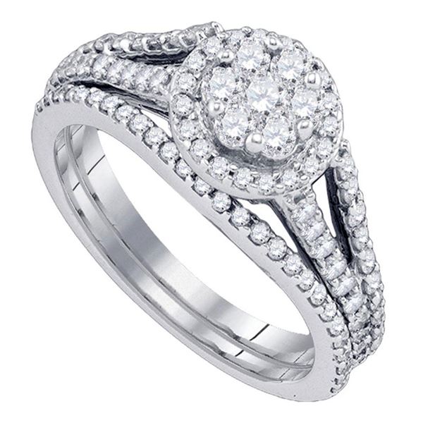 Diamond Bridal Wedding Ring Band Set 1 Cttw 14kt White Gold