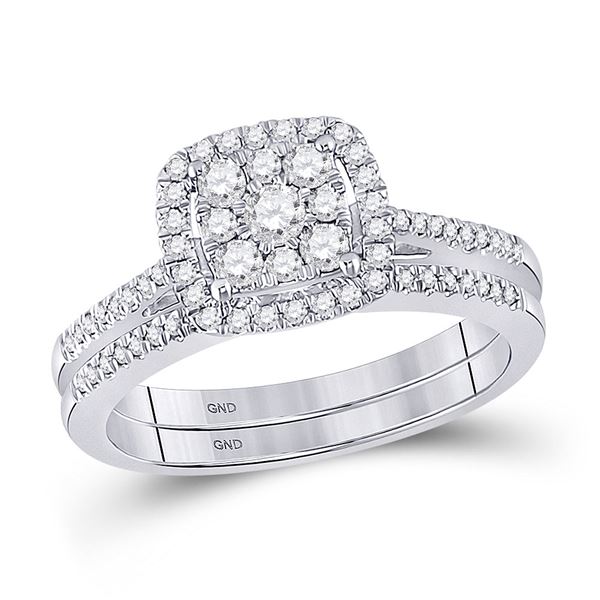 Diamond Bridal Wedding Ring Band Set 1/2 Cttw 10kt White Gold