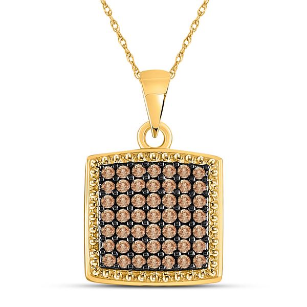 Brown Diamond Square Pendant 1/2 Cttw 10kt Yellow Gold
