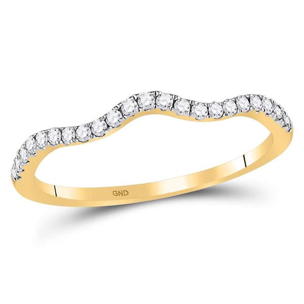 Diamond Contoured Stackable Band Ring 1/5 Cttw 10kt Yellow Gold