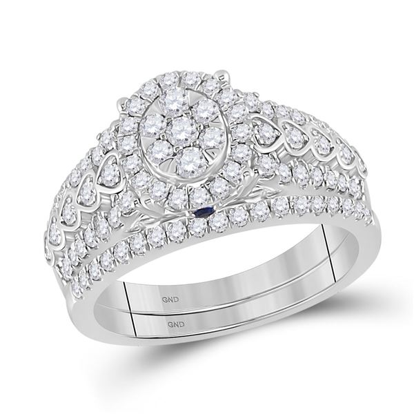 Diamond Bridal Wedding Ring Band Set 7/8 Cttw 14kt White Gold