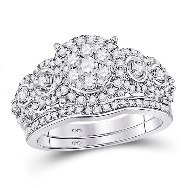 Diamond Bridal Wedding Ring Band Set 1 Cttw 14kt White Gold