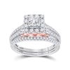Image 1 : Princess Diamond Bridal Wedding Ring Band Set 1 Cttw 14kt Two-tone Gold