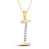 Image 1 : Diamond I Initial Letter Pendant 1/12 Cttw 10kt Yellow Gold