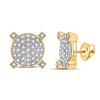 Image 1 : Mens Diamond Circle Cluster Earrings 1/4 Cttw 10kt Yellow Gold