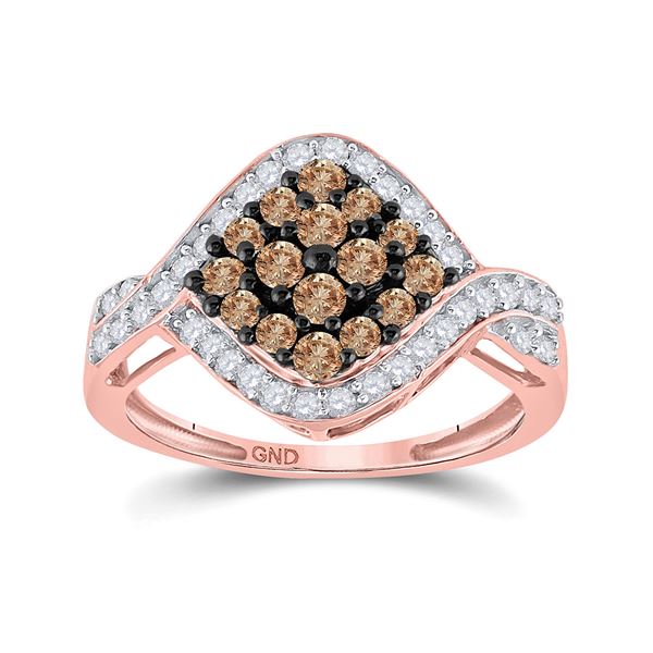 Brown Diamond Cluster Ring 1 Cttw 10kt Rose Gold