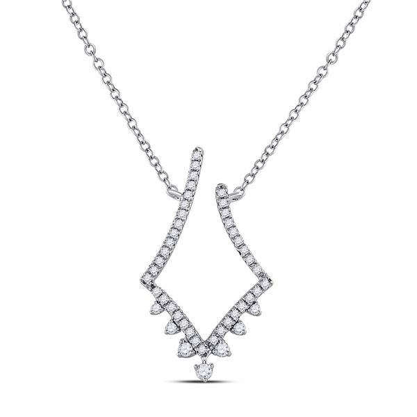 Diamond Modern-V Fashion Necklace 1/4 Cttw 14kt White Gold