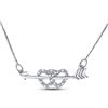 Image 1 : Diamond Double Heart Arrow Necklace 1/20 Cttw Sterling Silver