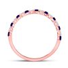 Image 4 : Princess Blue Sapphire Diamond Stackable Band Ring 3/8 Cttw 10kt Rose Gold