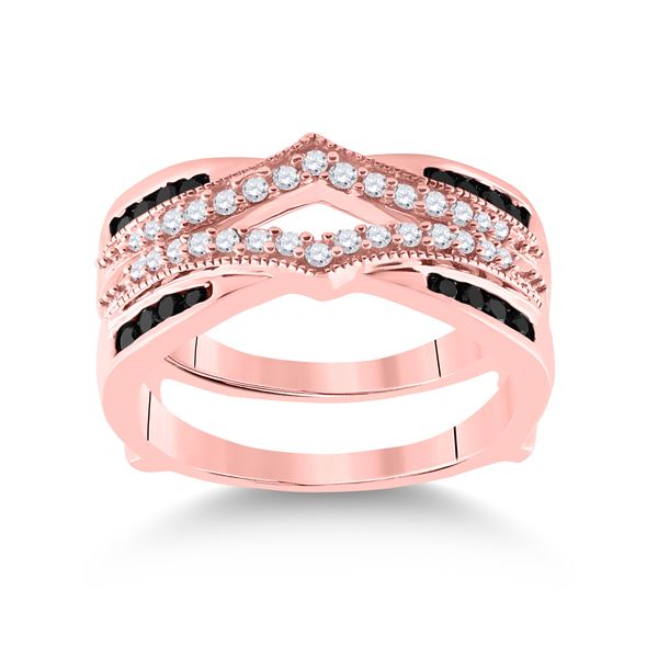 Black Color Enhanced Diamond  Enhancer Wedding Band 1/2 Cttw 10kt Rose Gold