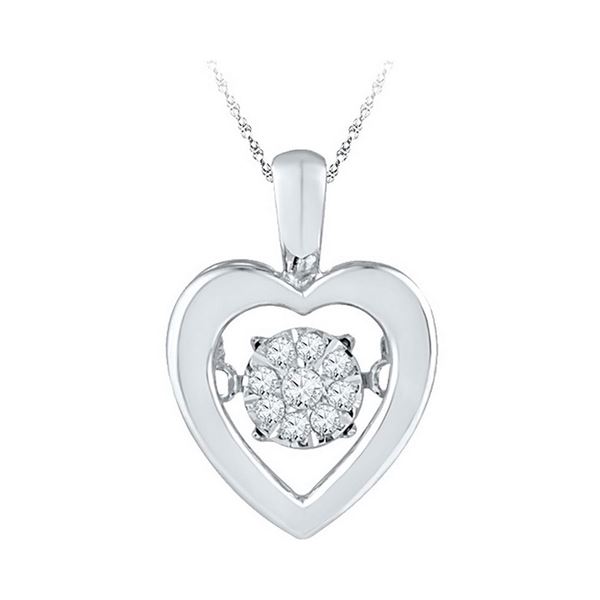 Diamond Moving Twinkle Heart Pendant 1/10 Cttw Sterling Silver