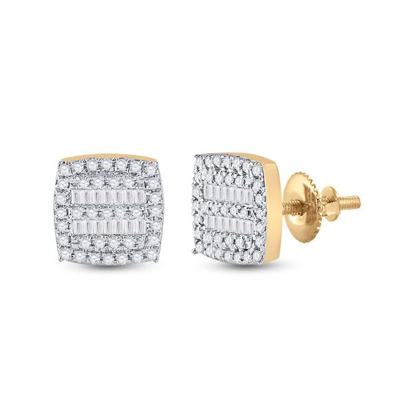 Baguette Diamond Square Earrings 1/3 Cttw 10kt Yellow Gold