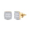 Image 1 : Baguette Diamond Square Earrings 1/3 Cttw 10kt Yellow Gold