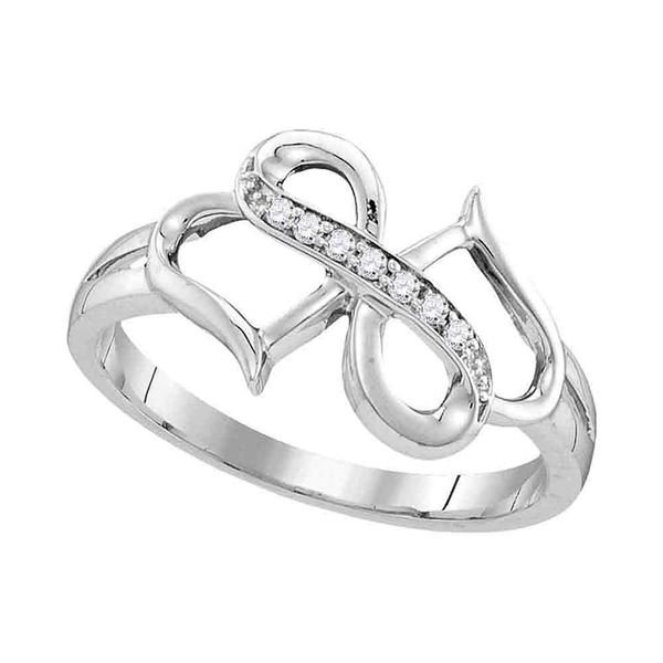 Diamond Double Heart Infinity Ring 1/20 Cttw 10kt White Gold