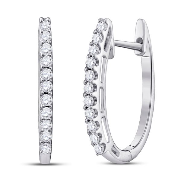 Diamond Hoop Earrings 1/4 Cttw 14kt White Gold