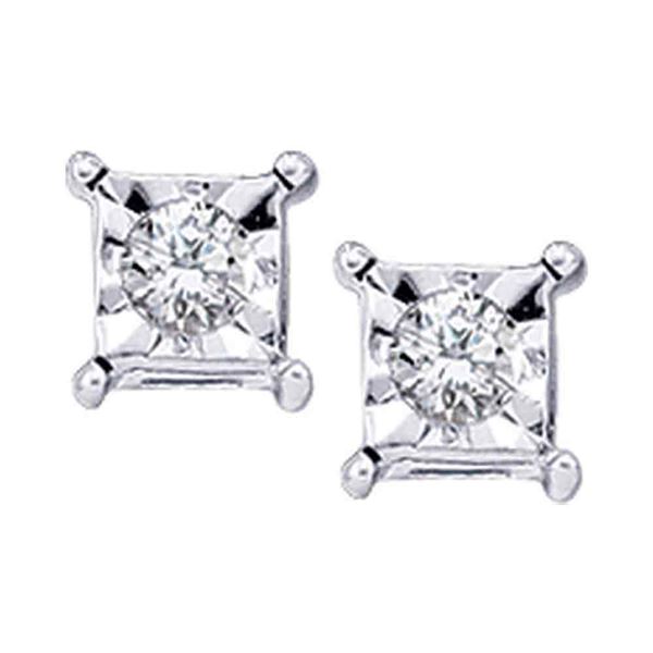 Diamond Solitaire Earrings 1/20 Cttw 10kt White Gold