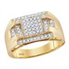 Image 1 : Mens Diamond Square Cluster Ring 1/3 Cttw 10kt Yellow Gold