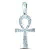 Image 1 : Mens Diamond Ankh Cross Charm Pendant 1/2 Cttw 10kt White Gold