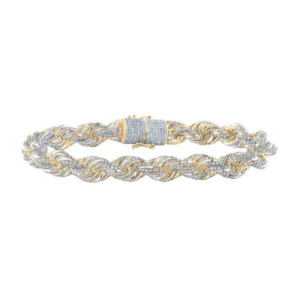 Mens Diamond Rope Chain Bracelet 9 Cttw 10kt Yellow Gold