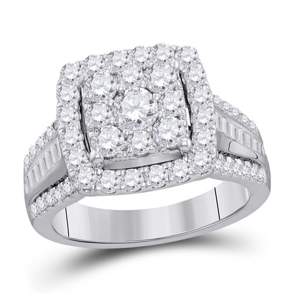 Diamond Cluster Bridal Wedding Engagement Ring 2 Cttw 10kt White Gold
