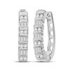 Image 1 : Baguette Diamond Hoop Earrings 1/4 Cttw 10kt White Gold