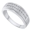 Image 1 : Mens Diamond 2-row Wedding Anniversary Band Ring 1/4 Cttw 14kt White Gold