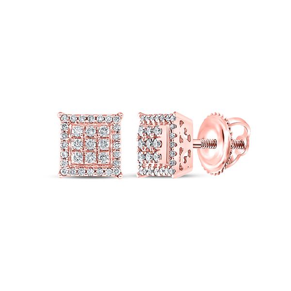 Diamond Square Cluster Earrings 1/4 Cttw 14kt Rose Gold