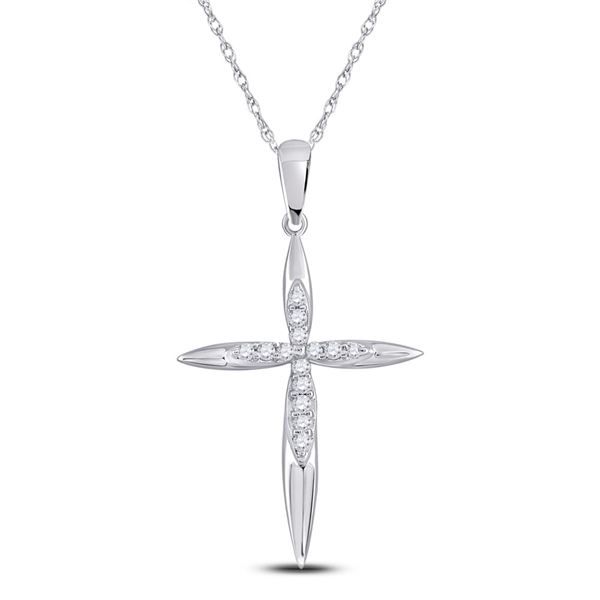 Diamond Cross Pendant 1/8 Cttw 10kt White Gold