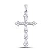 Image 1 : Baguette Diamond Cross Pendant 1/2 Cttw 10kt White Gold