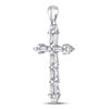 Image 2 : Baguette Diamond Cross Pendant 1/2 Cttw 10kt White Gold