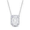 Image 1 : Emerald Diamond Solitaire Necklace 5/8 Cttw 14kt White Gold