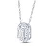 Image 2 : Emerald Diamond Solitaire Necklace 5/8 Cttw 14kt White Gold