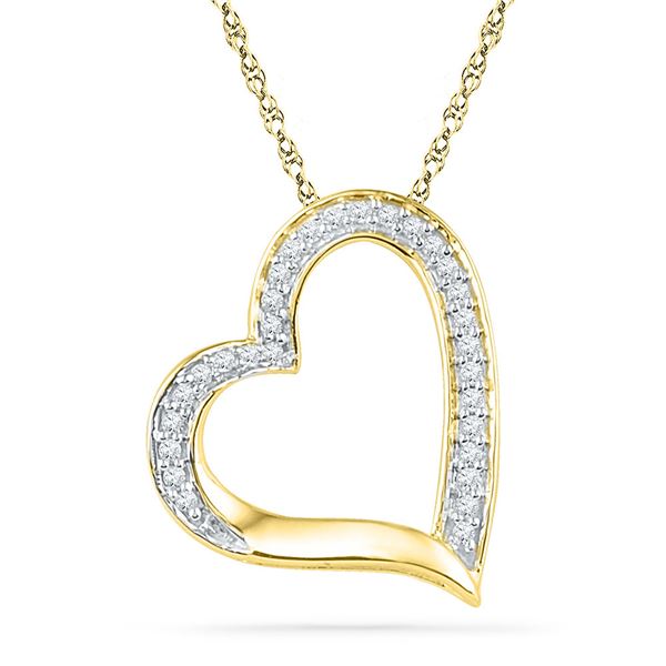 Diamond Heart Outline Pendant 1/8 Cttw 10kt Yellow Gold