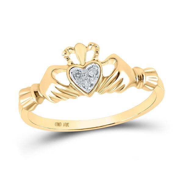 Diamond Claddagh Heart Ring .02 Cttw 14kt Yellow Gold