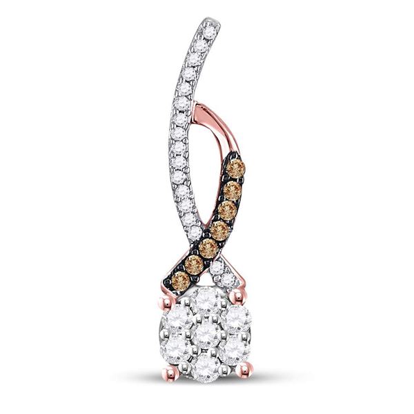 Brown Diamond Cluster Pendant 1/4 Cttw 10kt Rose Gold