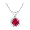 Image 1 : Lab-Created Ruby Solitaire Pendant 1 Cttw 10kt White Gold
