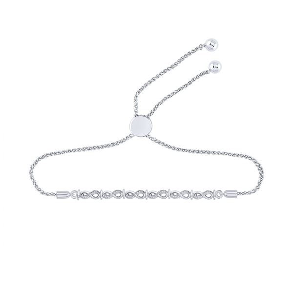 Diamond Infinity Bolo Bracelet 1/8 Cttw Sterling Silver