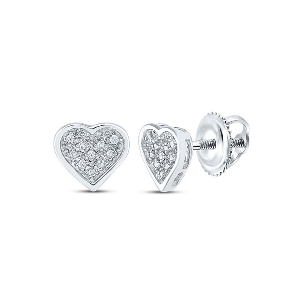 Diamond Heart Earrings 1/20 Cttw Sterling Silver