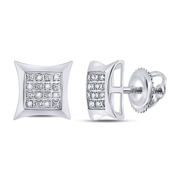 Diamond Square Kite Earrings 1/20 Cttw Sterling Silver