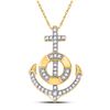 Image 1 : Diamond Anchor Nautical Pendant 1/5 Cttw 10kt Yellow Gold