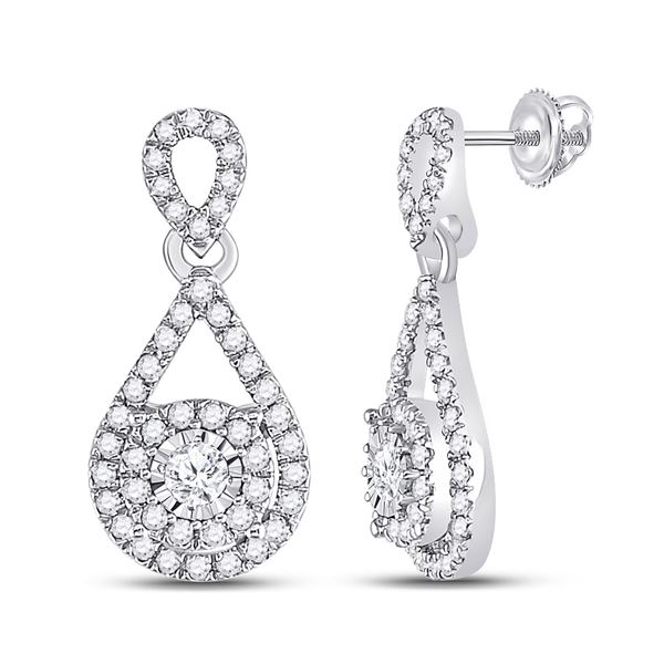 Diamond Teardrop Stud Earrings 1/2 Cttw 10kt White Gold