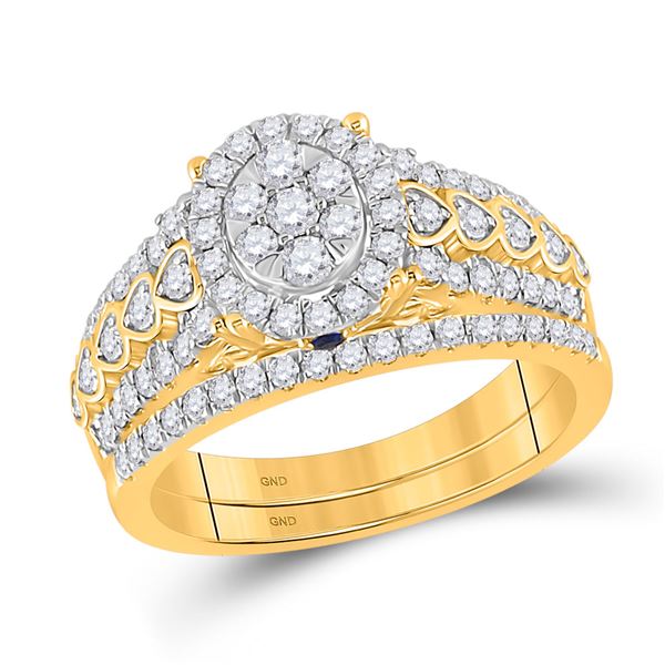 Diamond Bridal Wedding Ring Band Set 7/8 Cttw 14kt Yellow Gold
